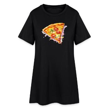 Tranche de pizza aquarelle - Robe T-shirt Femme - noir - Devant