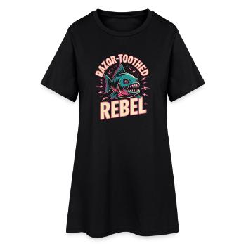 Rebelle Sharptooth | Piranha Retro Humour - Robe T-shirt Femme - noir - Devant