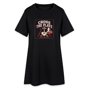 Cross The Plate Christlicher Baseball Glaube Jesus - Frauen T-Shirt-Kleid - Schwarz - Vorne