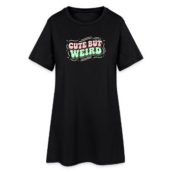 Mignon mais bizarre - Design esthétique rétro des années 70 - Robe T-shirt Femme - noir - Devant