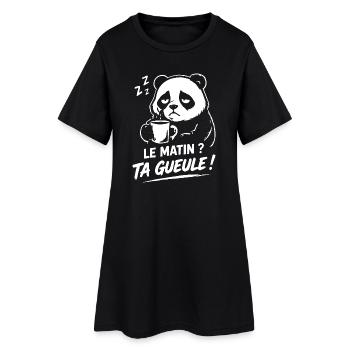 Le matin ? ta gueule ! panda humour café fatigué - Robe T-shirt Femme - noir - Devant