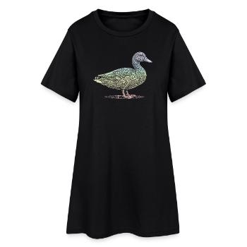Ente - Frauen T-Shirt-Kleid - Schwarz - Vorne