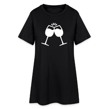 Wein - Frauen T-Shirt-Kleid - Schwarz - Vorne