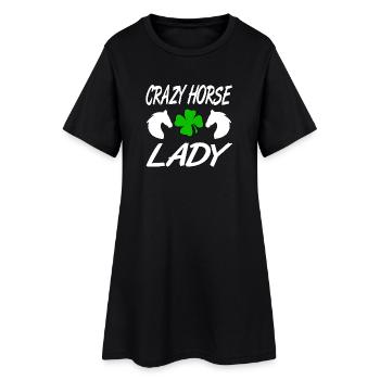 Pferde - Frauen T-Shirt-Kleid - Schwarz - Vorne