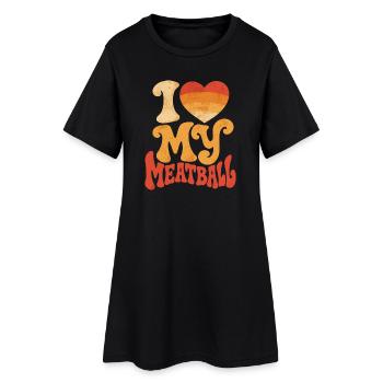 Ich liebe mein Fleischbällchen: Gourmet-Humor - Frauen T-Shirt-Kleid - Schwarz - Vorne