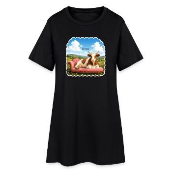 Not Today – Relaxed Cow on Sofa - Women’s T-Shirt Dress - black - Front