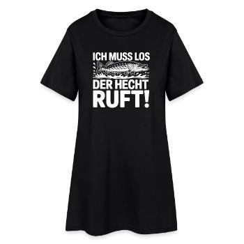 Angler Spruch Hecht - Frauen T-Shirt-Kleid - Schwarz - Vorne