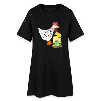 Breakfast Chicken Cake Chick Duo - Women’s T-Shirt Dress - black - Front