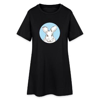 Kaninchen - Frauen T-Shirt-Kleid - Schwarz - Vorne