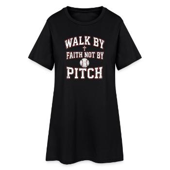 Walk By Faith Not By Pitch Christian Baseball - Women’s T-Shirt Dress - black - Front