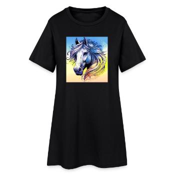 cheval - Robe T-shirt Femme - noir - Devant