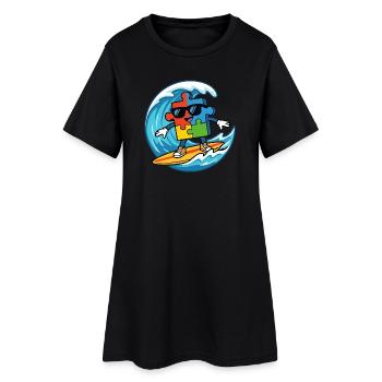 Pièce de puzzle de surf cool Mascotte Art d’été sur la plage - Robe T-shirt Femme - noir - Devant
