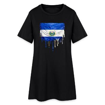 El Salvador Flagge Tropfenkunst - Frauen T-Shirt-Kleid - Schwarz - Vorne