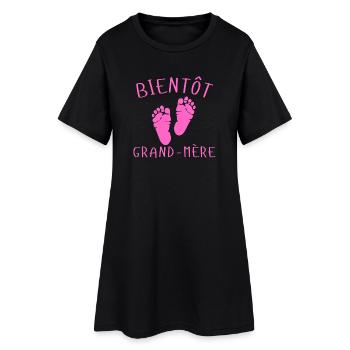 Bientôt Grand-Mère Pieds Roses - Robe T-shirt Femme - noir - Devant