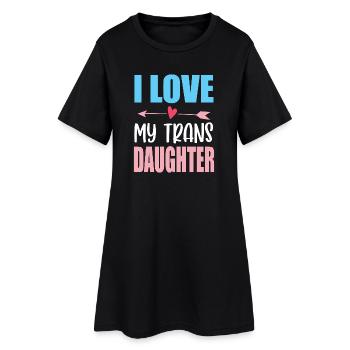 LGBTQ-Pride-Monat – Ich liebe meine trans Tochter - Frauen T-Shirt-Kleid - Schwarz - Vorne