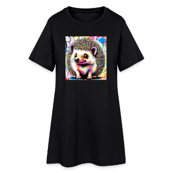 Igel - Frauen T-Shirt-Kleid - Schwarz - Vorne