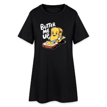 Toast de dessin animé Butter Me Up drôle - Robe T-shirt Femme - noir - Devant