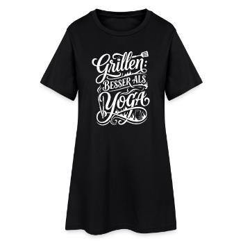 Grillen besser als Yoga Spruch - Frauen T-Shirt-Kleid - Schwarz - Vorne