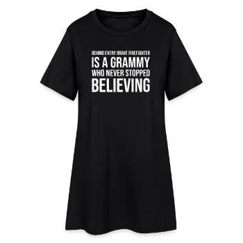 Behind Every Brave Firefighter Is A Grammy - Women’s T-Shirt Dress - black - Front