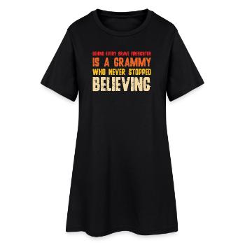 Behind Every Brave Firefighter Is A Grammy - Women’s T-Shirt Dress - black - Front