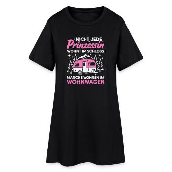 Camping Prinzessin Wohnwagen Camper Campingplatz - Frauen T-Shirt-Kleid - Schwarz - Vorne