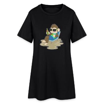 Bouteille de bière singe - Robe T-shirt Femme - noir - Devant