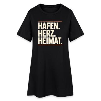  Hafen Herz Heimat Maritim Nordsee Ostsee Küste - Frauen T-Shirt-Kleid - Schwarz - Vorne