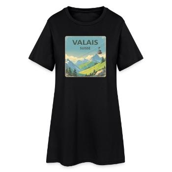 Valais - Frauen T-Shirt-Kleid - Schwarz - Vorne