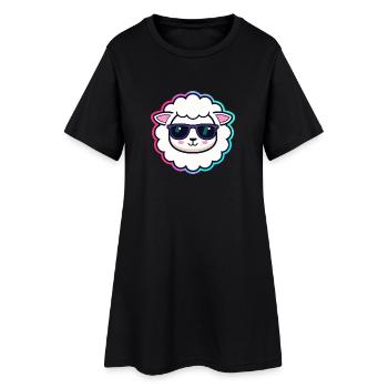 Sheep hipster black glasses - Women’s T-Shirt Dress - black - Front