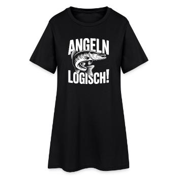 Angeln Logisch! - Frauen T-Shirt-Kleid - Schwarz - Vorne