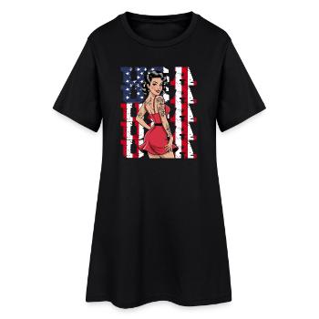Style de tatouage pin-up rétro américain - Robe T-shirt Femme - noir - Devant