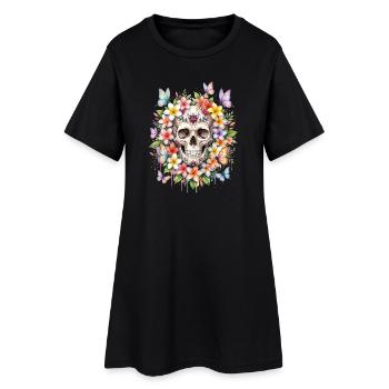 Plumeria Skull Flower - Women’s T-Shirt Dress - black - Front