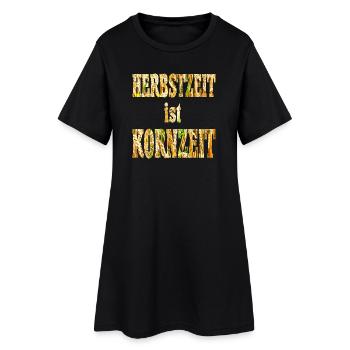 Herbst Schrift - Frauen T-Shirt-Kleid - Schwarz - Vorne