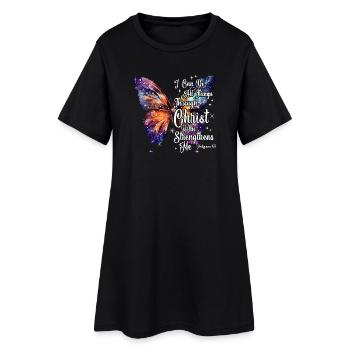 Zitat des Schmetterlingsglaubens - Frauen T-Shirt-Kleid - Schwarz - Vorne