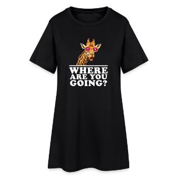 Où vas-tu, amant de girafe drôle - Robe T-shirt Femme - noir - Devant