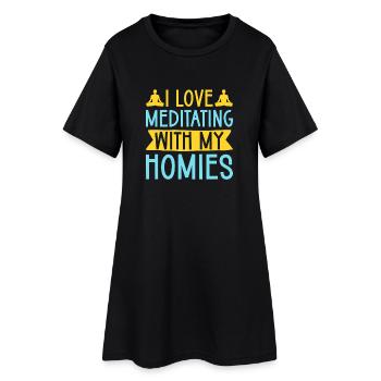 Yoga J’adore méditer avec mes potes Yoga drôle - Robe T-shirt Femme - noir - Devant