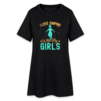 Fitness Fanatics Love Jumping With My Girls - Frauen T-Shirt-Kleid - Schwarz - Vorne
