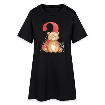 Ours câlin avec le numéro 2 - Robe T-shirt Femme - noir - Devant