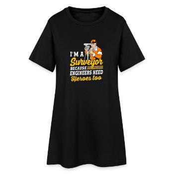 Landvermesser - Frauen T-Shirt-Kleid - Schwarz - Vorne
