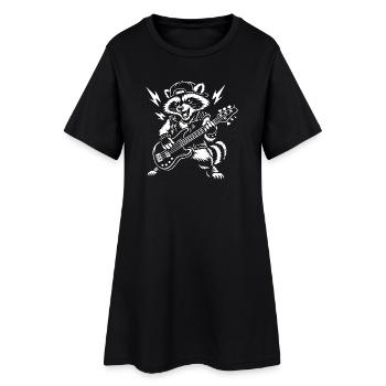 Raccoon jouant de la basse - Robe T-shirt Femme - noir - Devant