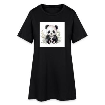 Panda câlin ami en aquarelle - Robe T-shirt Femme - noir - Devant