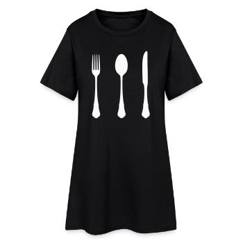 Conception de silhouettes de couverts - Robe T-shirt Femme - noir - Devant