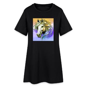 cheval - Robe T-shirt Femme - noir - Devant