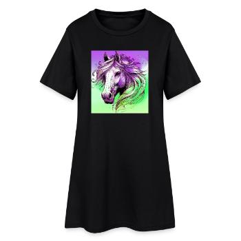 cheval - Robe T-shirt Femme - noir - Devant