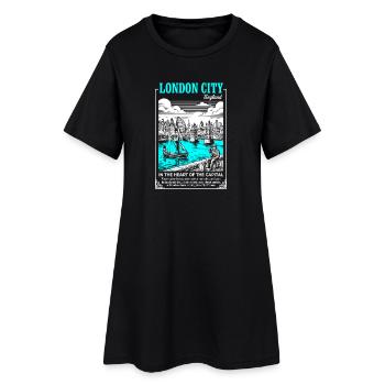 Néon bleu du port de Londres - Robe T-shirt Femme - noir - Devant