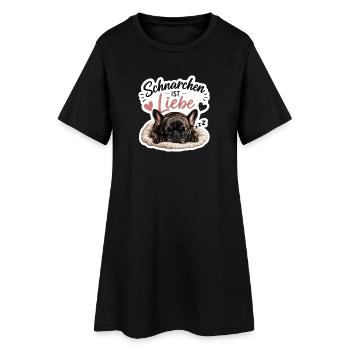 Französische Bulldogge Schnarchen ist Liebe Bully - Frauen T-Shirt-Kleid - Schwarz - Vorne