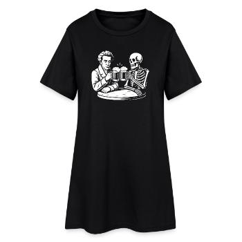 Soren Kierkegaard trinkt Bier mit Skelett - Frauen T-Shirt-Kleid - Schwarz - Vorne
