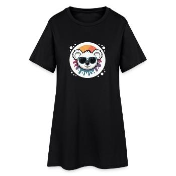Koala solaire en lunettes colorées - Robe T-shirt Femme - noir - Devant