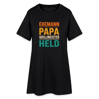 Ehemann Papa Grillmeister Held Vater Retro BBQ - Frauen T-Shirt-Kleid - Schwarz - Vorne