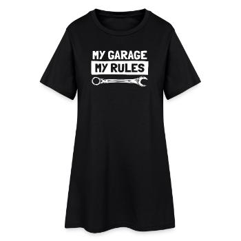 My garage my rules Car lover car guy mechanic - Women’s T-Shirt Dress - black - Front
